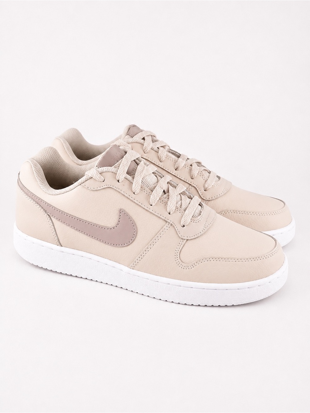 Size 10W- Nike Ebernon Sand Neutral Beige Low-Top Sneakers with Taupe Swoosh